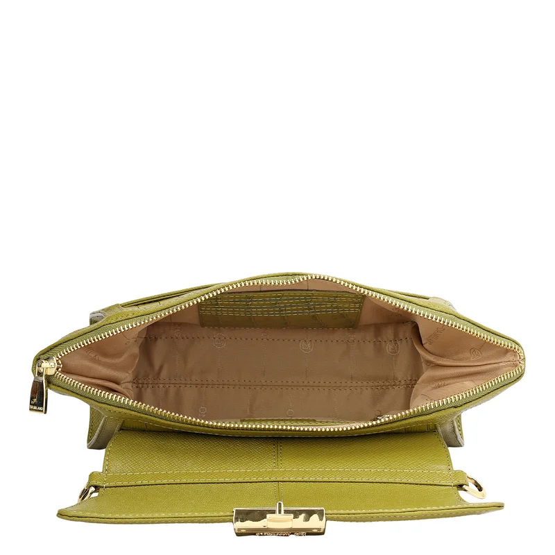 Da Milano Lime Small Croco Leather Shoulder Bag - Lime for Women | Best Price UAE